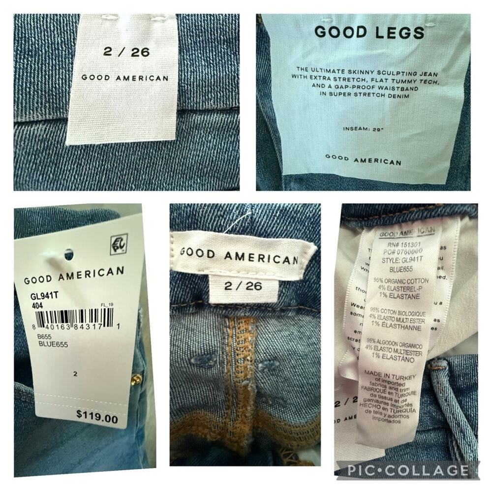 Good American Good Legs Skinny Sculpting Jeans Stretch Blue655 Women’s 26 NEW - Picture 11 of 11